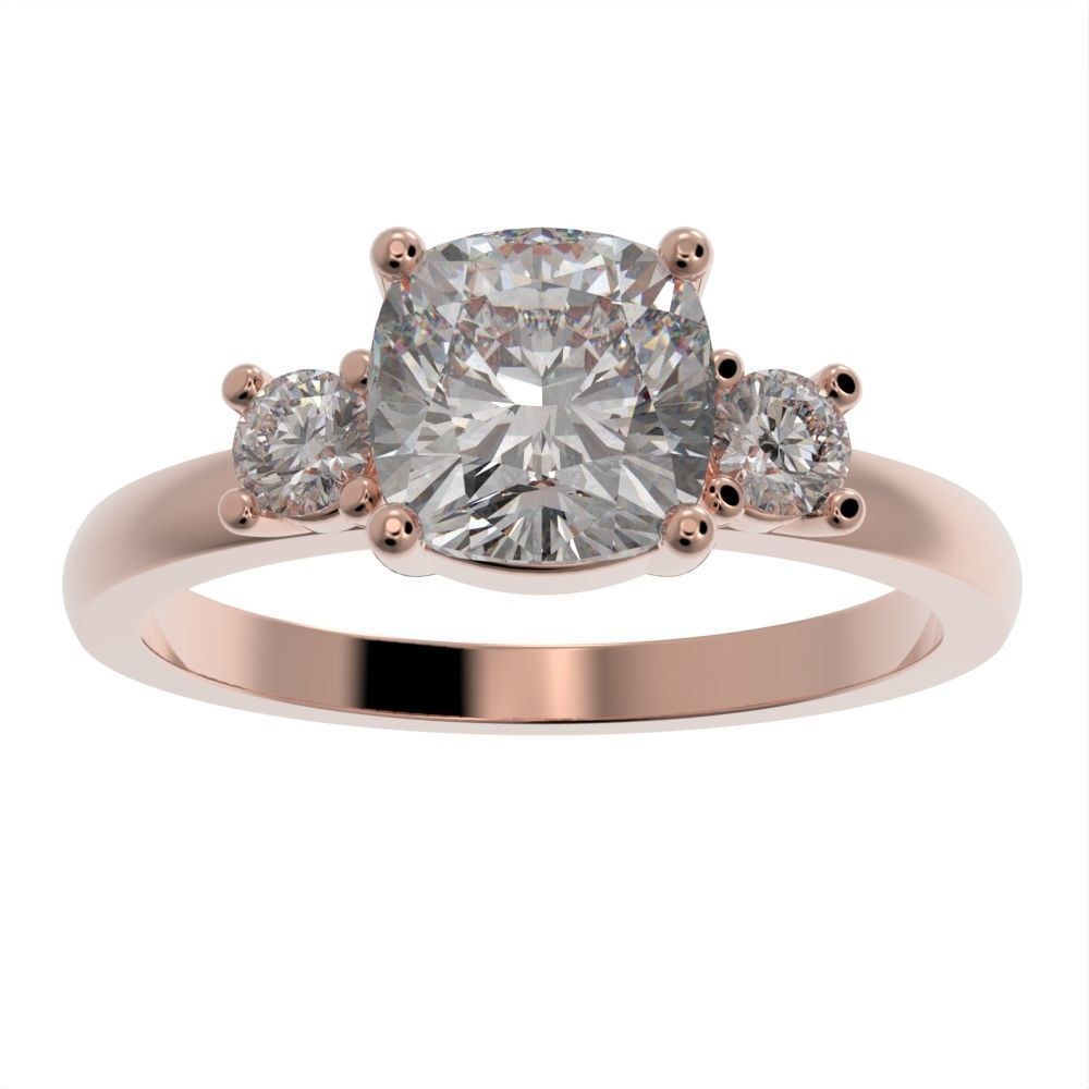 Cushion engagement ring 3D print model_27