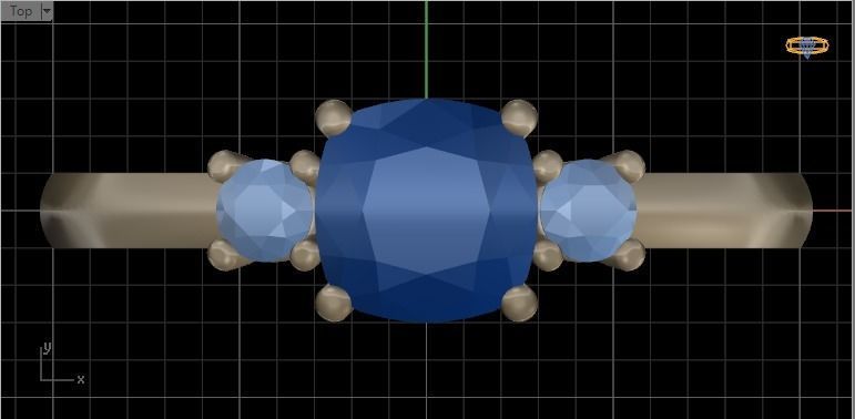 Cushion engagement ring 3D print model_16