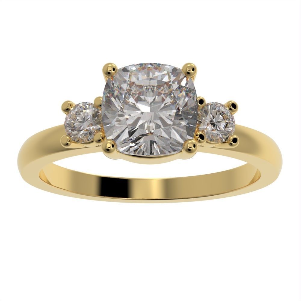 Cushion engagement ring 3D print model_20