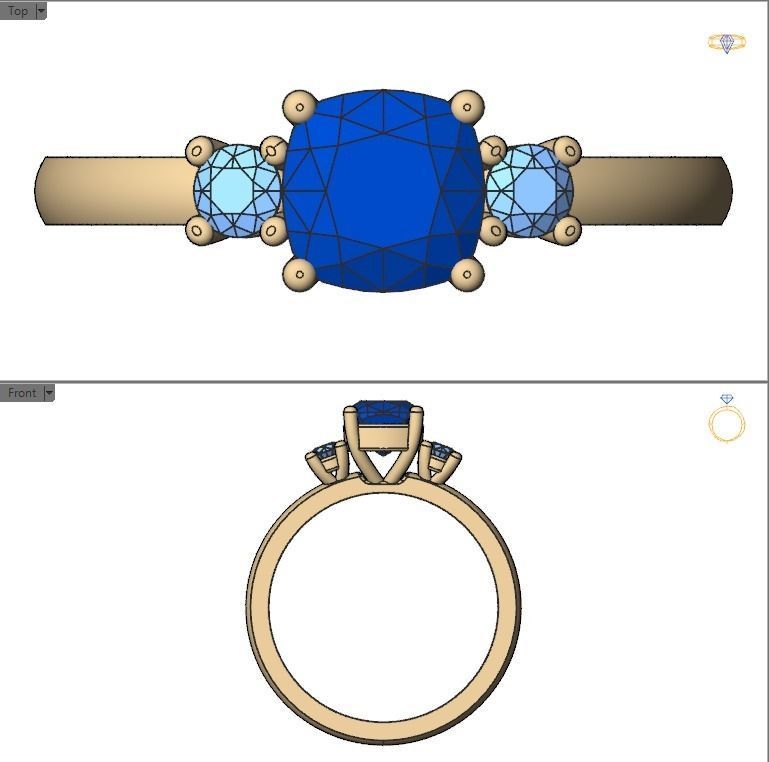 Cushion engagement ring 3D print model_24