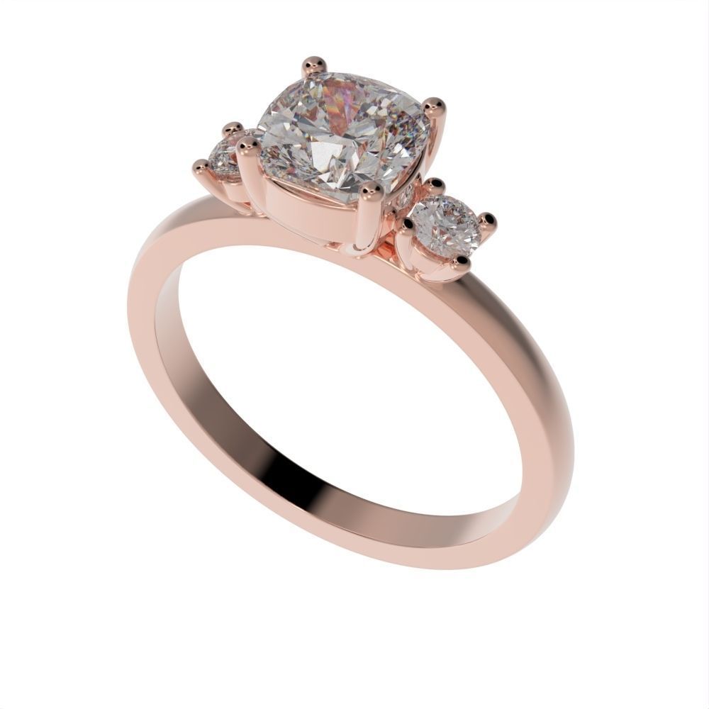 Cushion engagement ring 3D print model_30