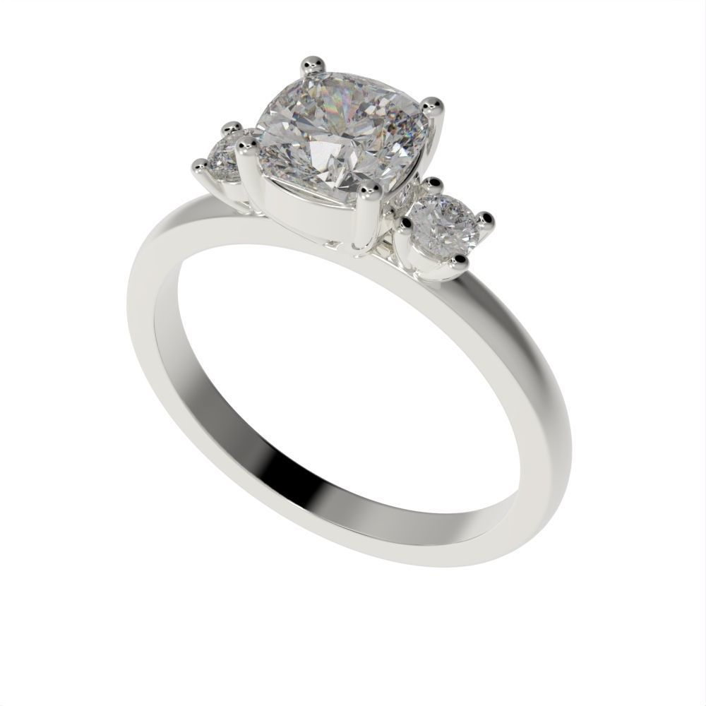 Cushion engagement ring 3D print model_2