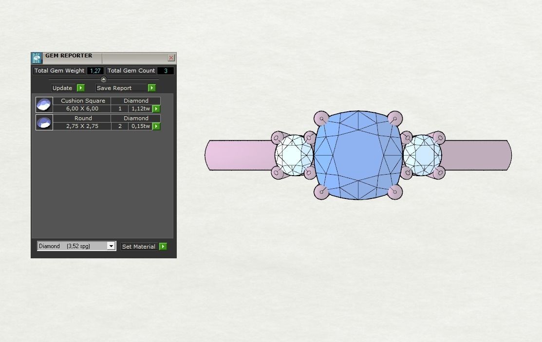 Cushion engagement ring 3D print model_7