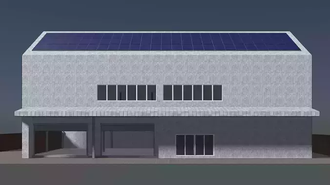 Solar roof on warehouse 24e02 3D model