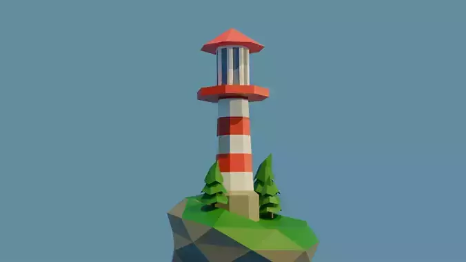 low poly lighthouse painted