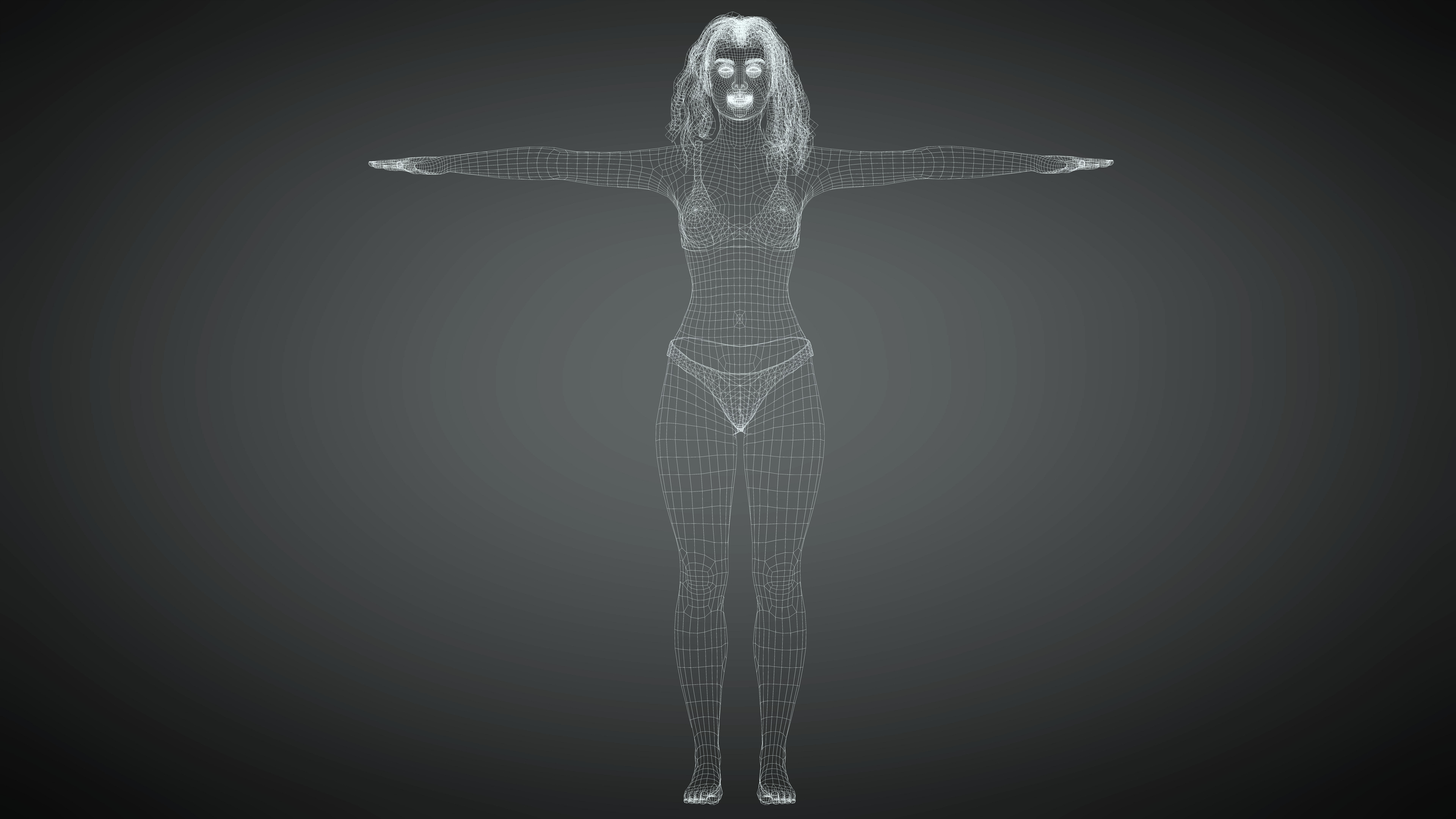 Realistic Female Low-poly 3D model_14