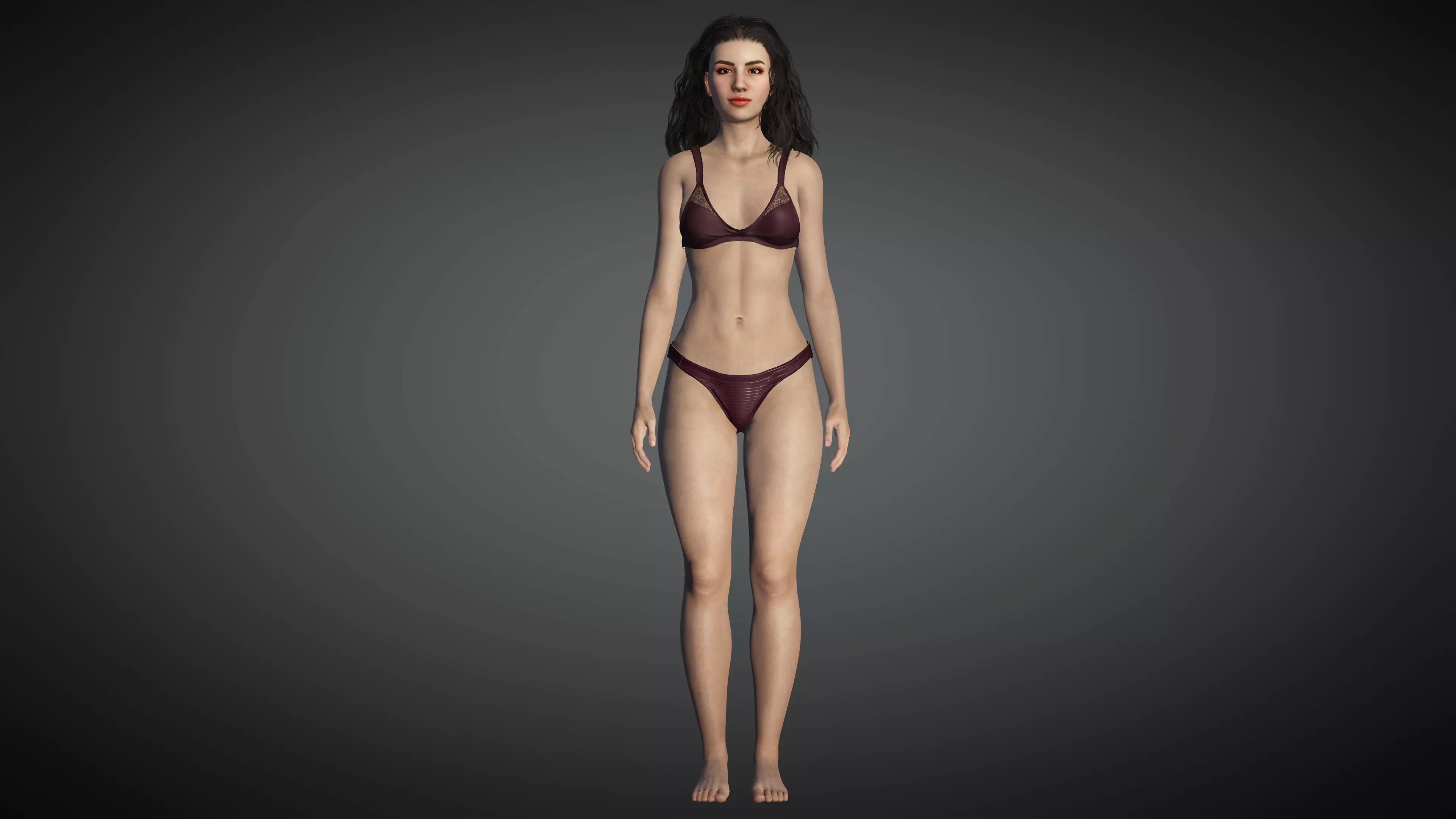 Realistic Female Low-poly 3D model_0