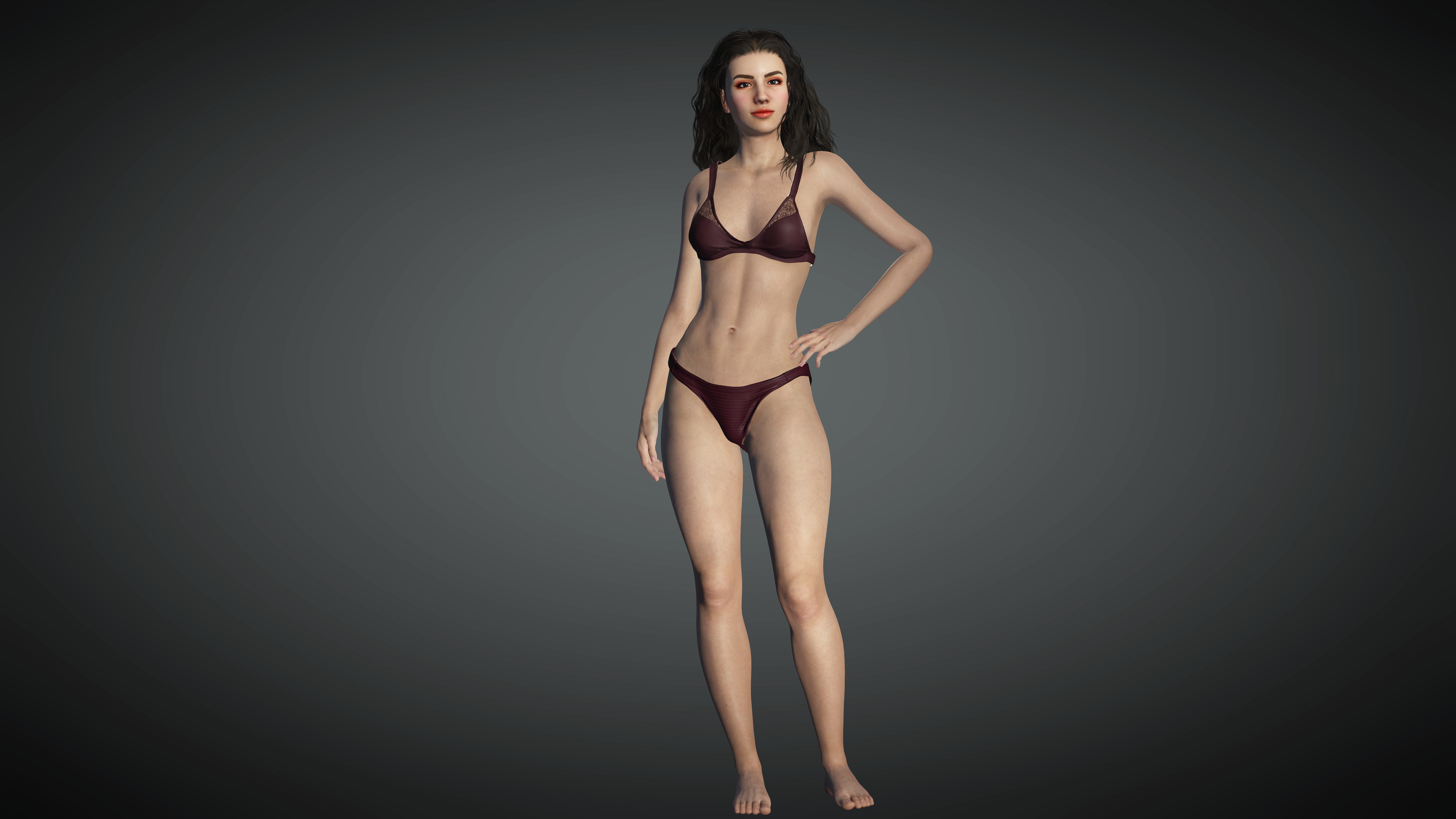 Realistic Female Low-poly 3D model_1