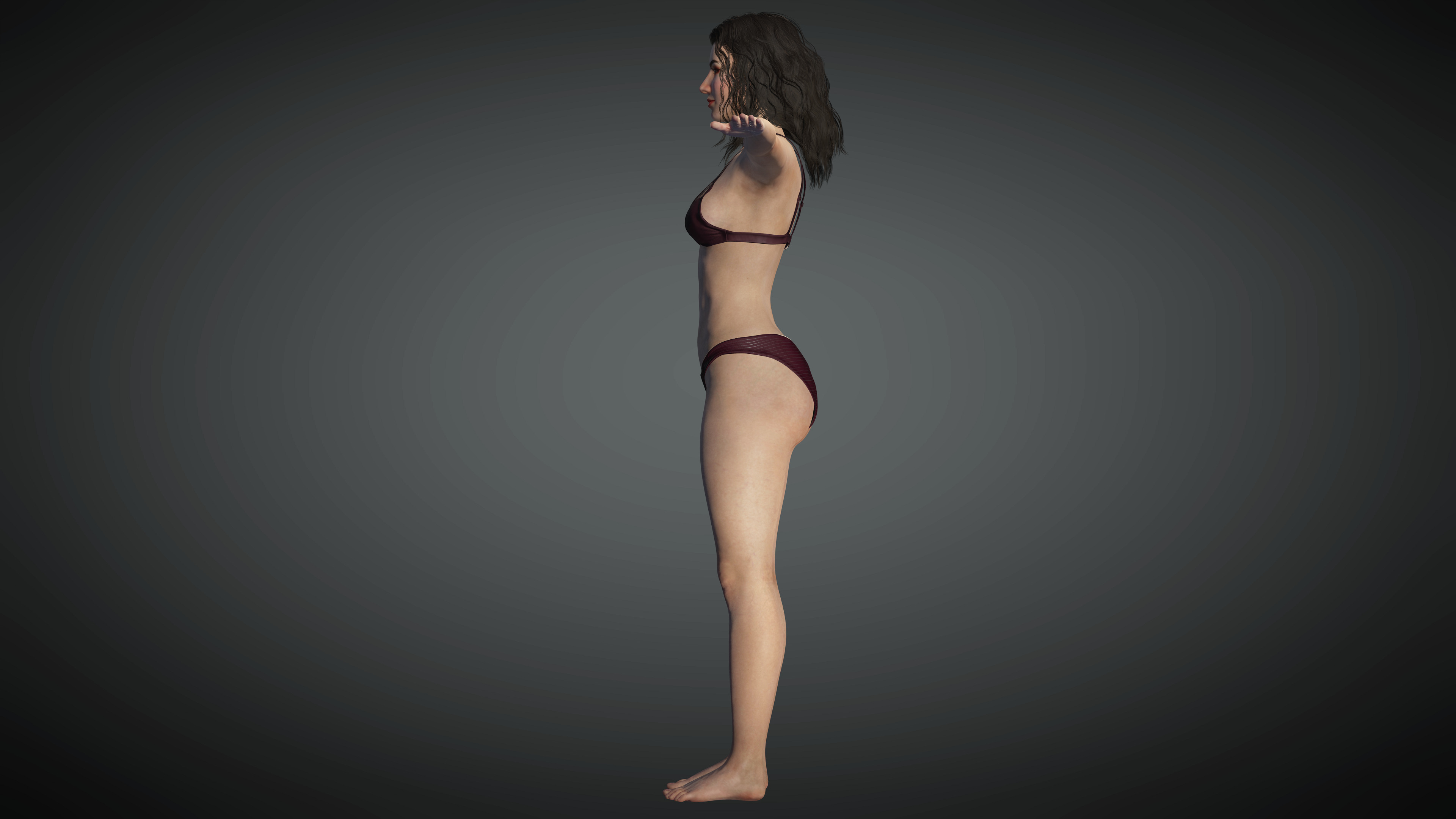 Realistic Female Low-poly 3D model_9