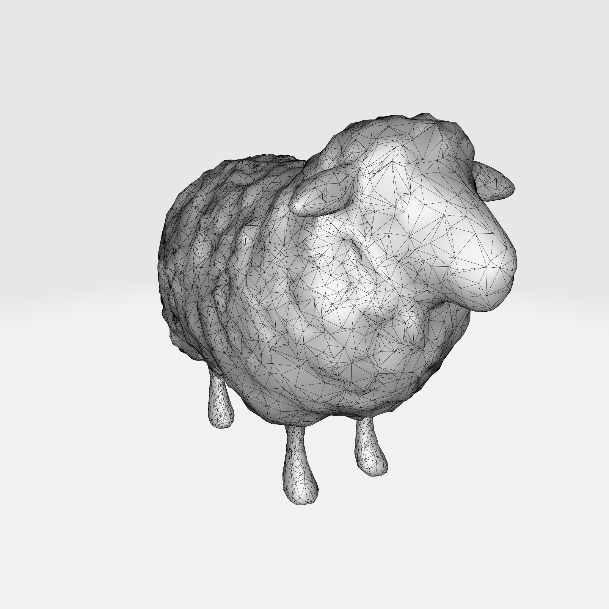 Endering of a cute and fluffy white sheep 3D model_5