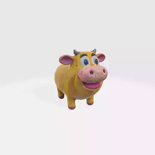 A yellow cartoon cow