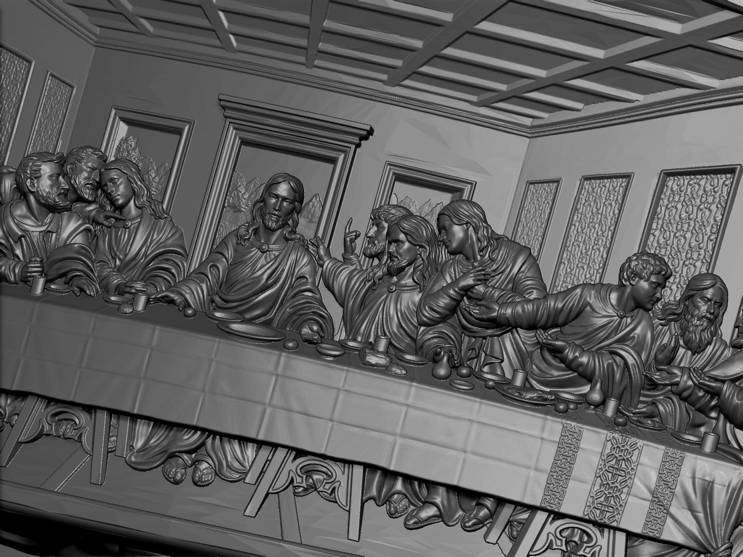 The Last Supper Jesus Ring 3D print model_6