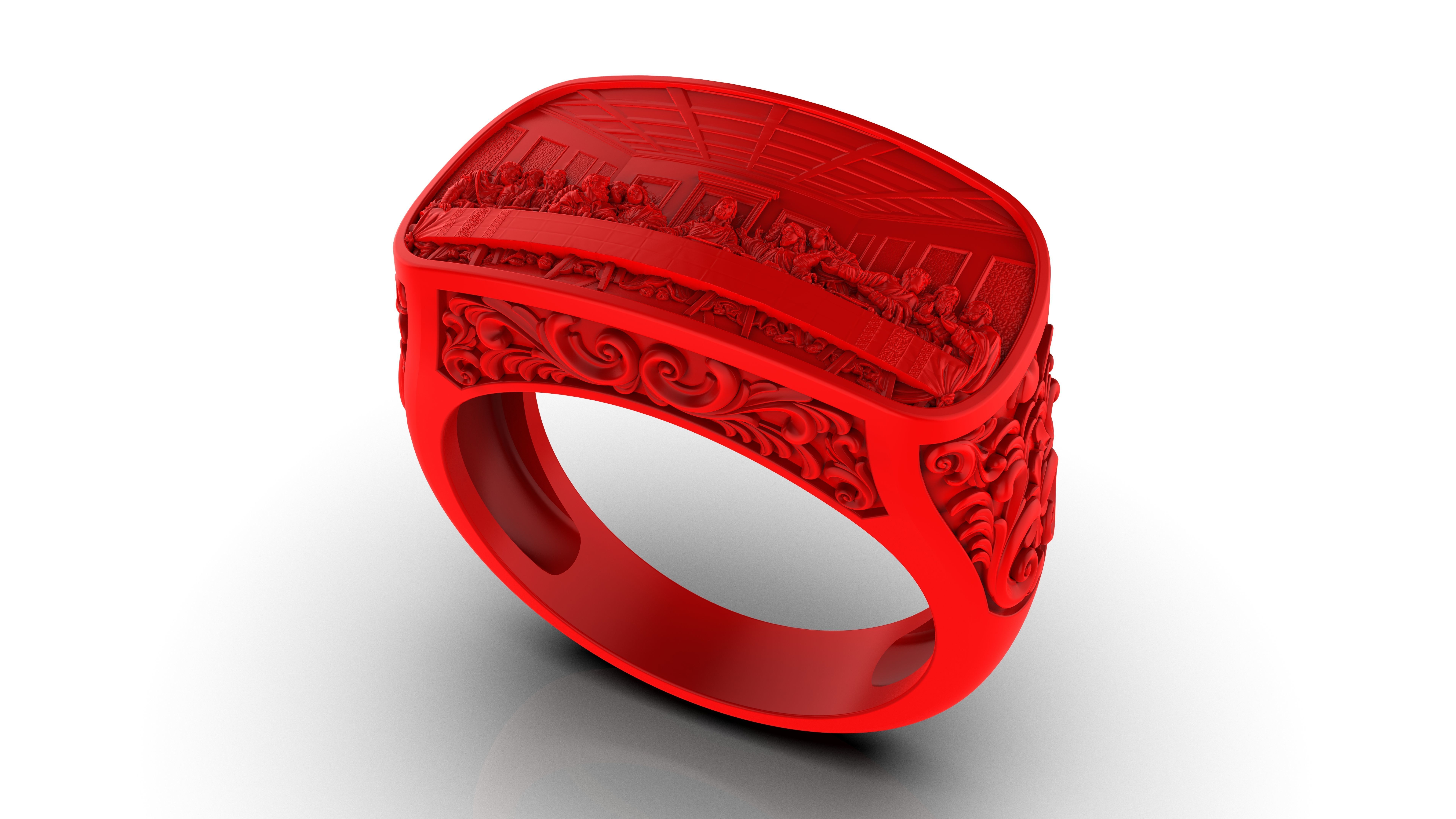The Last Supper Jesus Ring 3D print model_3