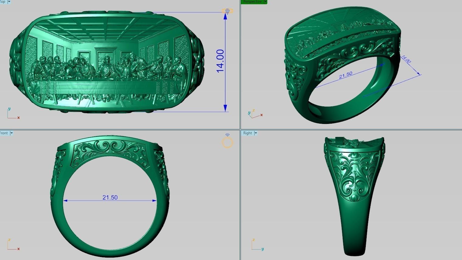 The Last Supper Jesus Ring 3D print model_8