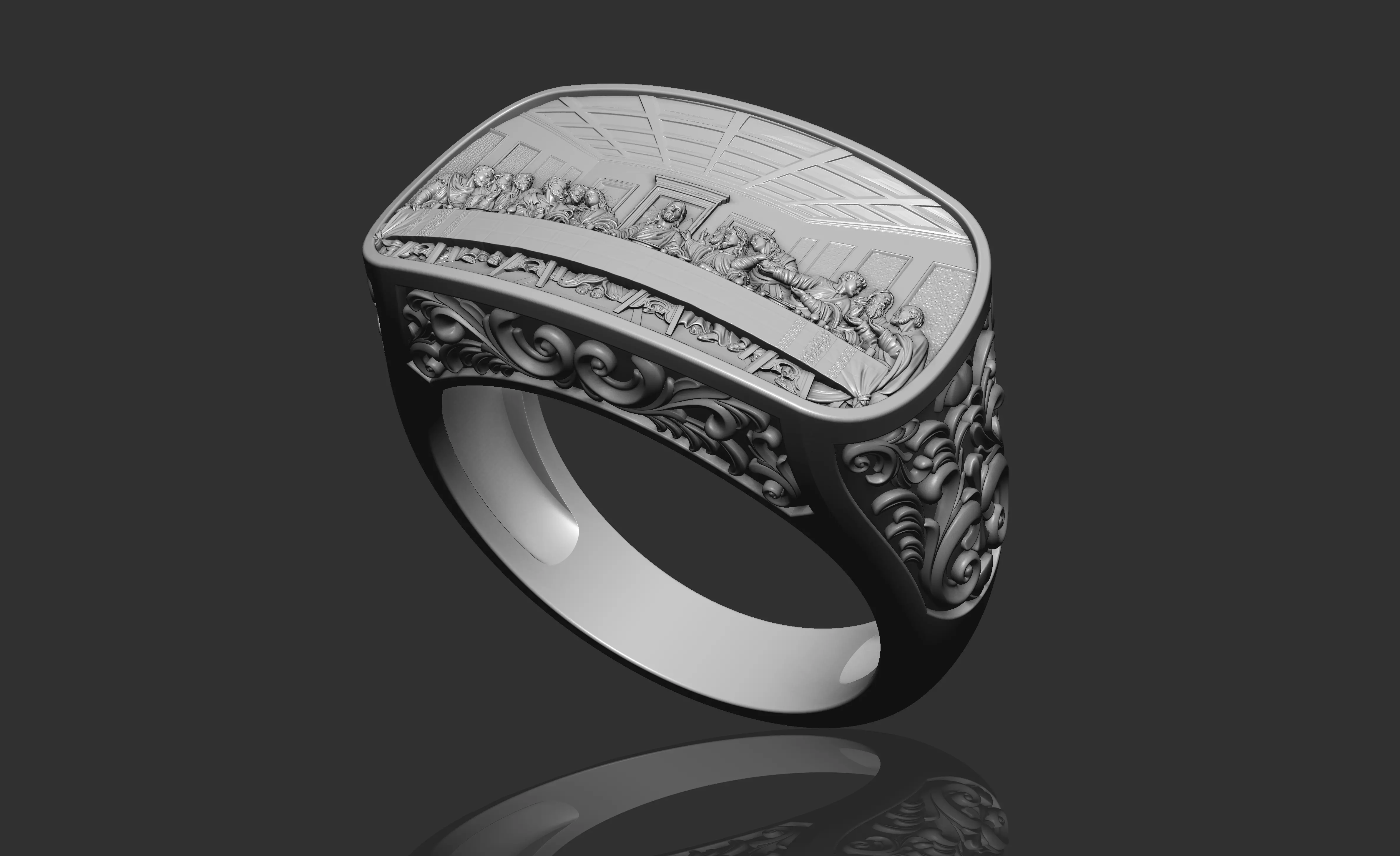 The Last Supper Jesus Ring 3D print model_0