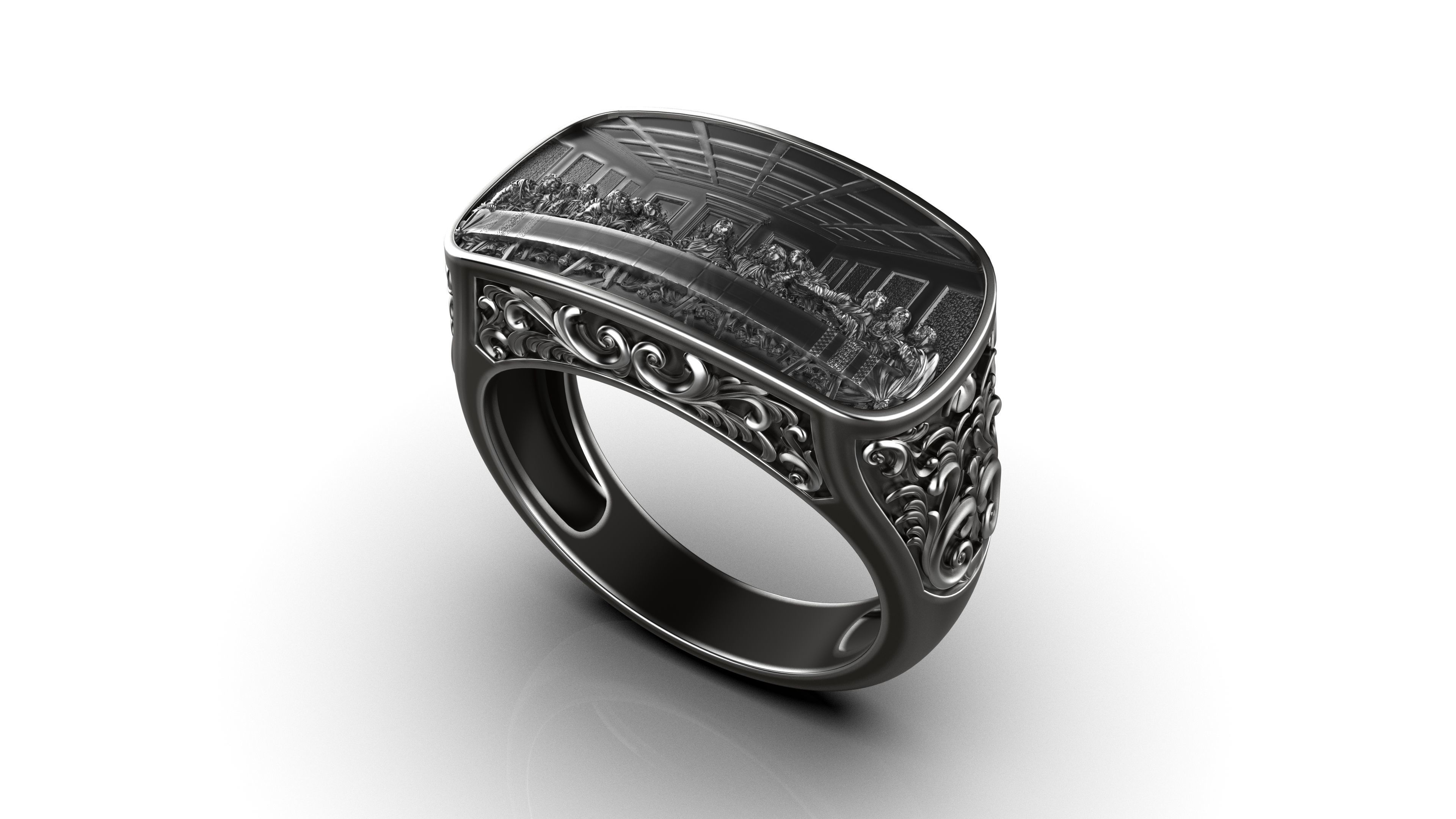 The Last Supper Jesus Ring 3D print model_11