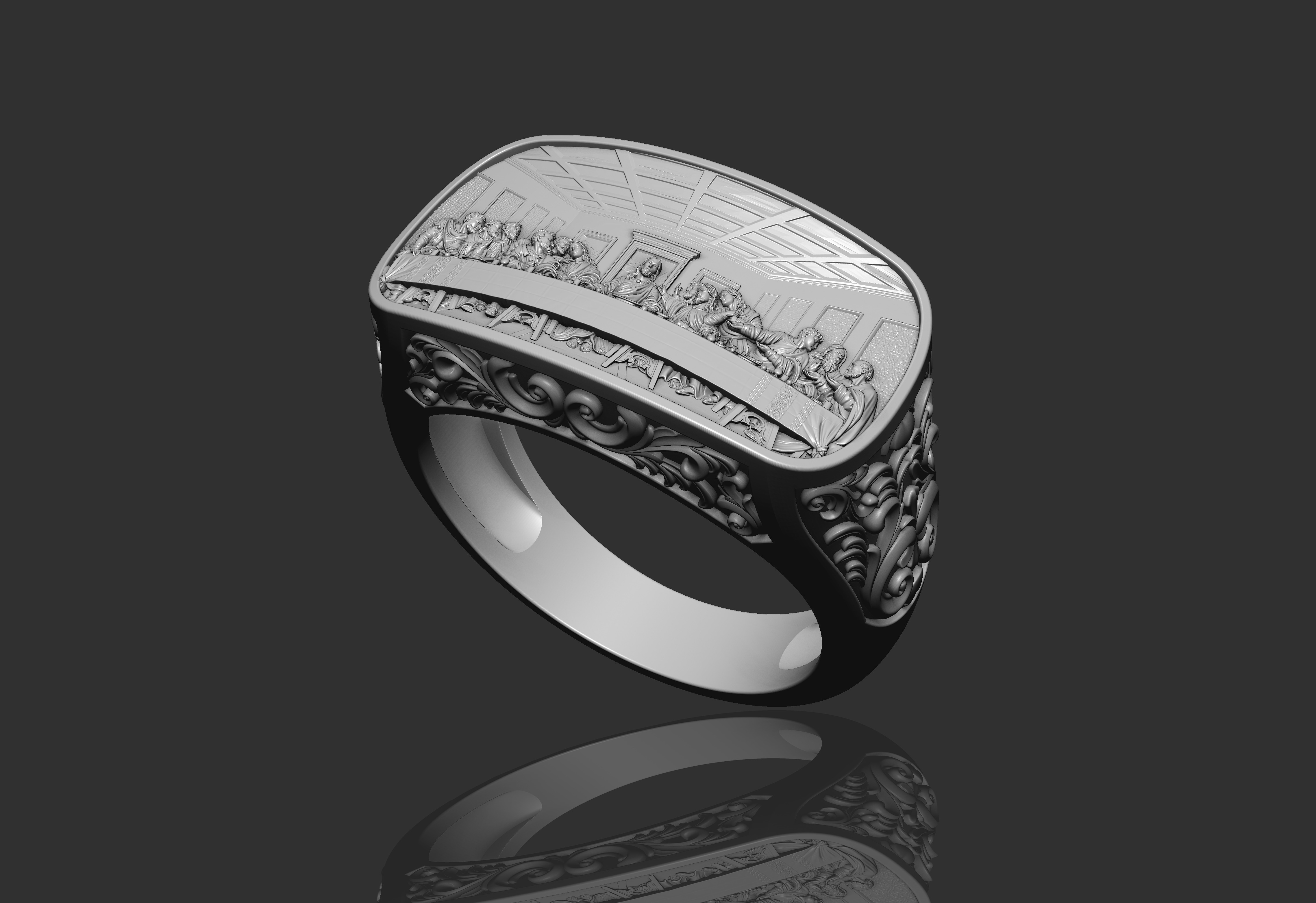 The Last Supper Jesus Ring 3D print model_13