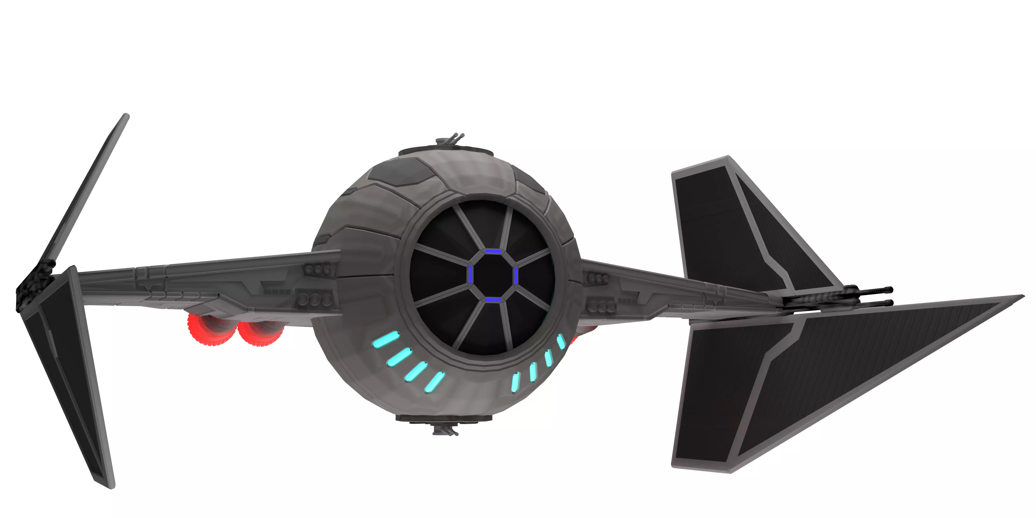 Sci-fi Fighter jet Tie fighter Free low-poly 3D model