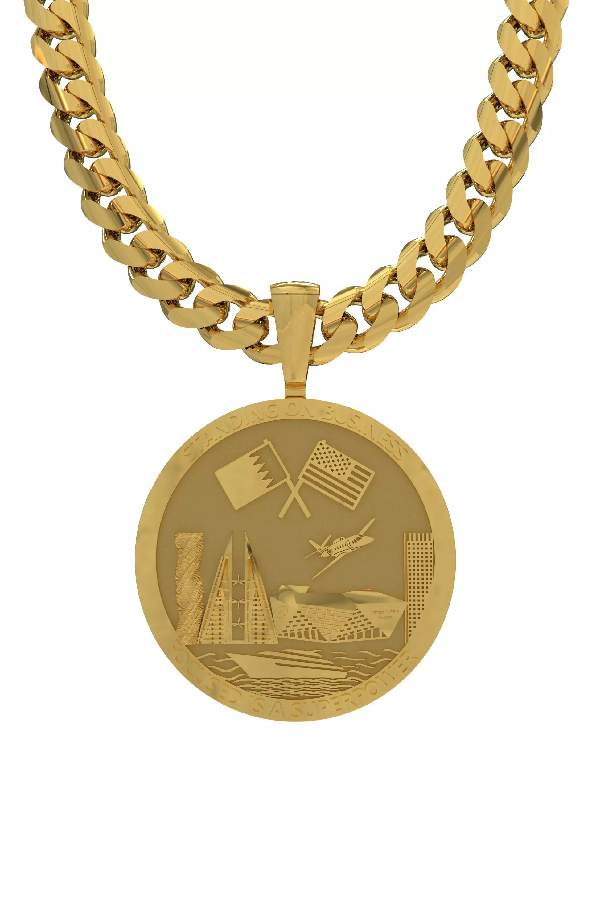 USA and Bahrain building Gold Pendant 3D model