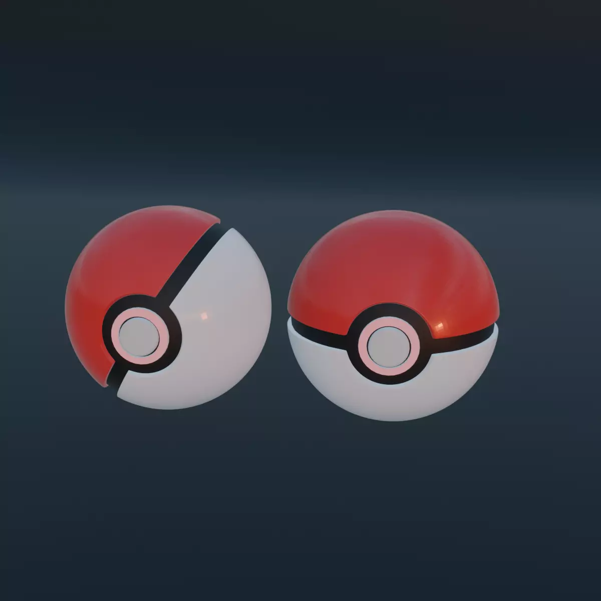 Pokemon ball Low-poly 3D model