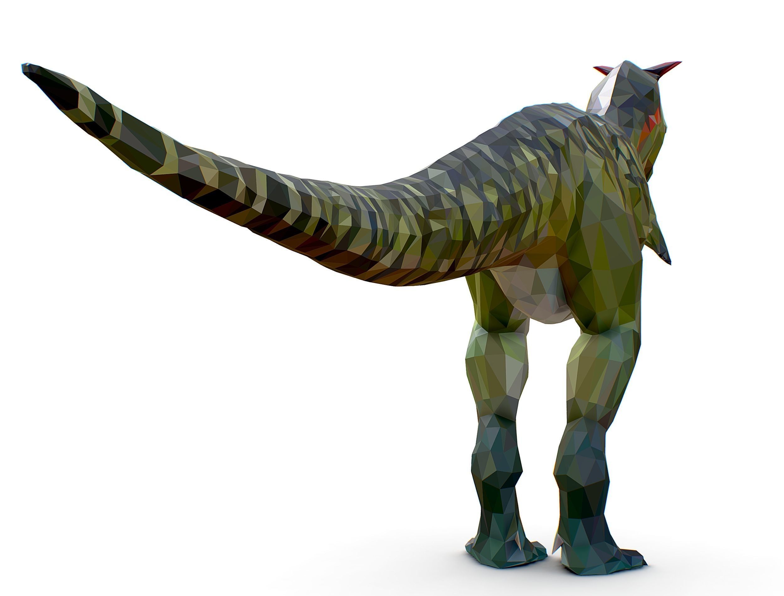 Dinosaur Carno Green Lowpoly Art Style Animal Low-poly 3D model_13