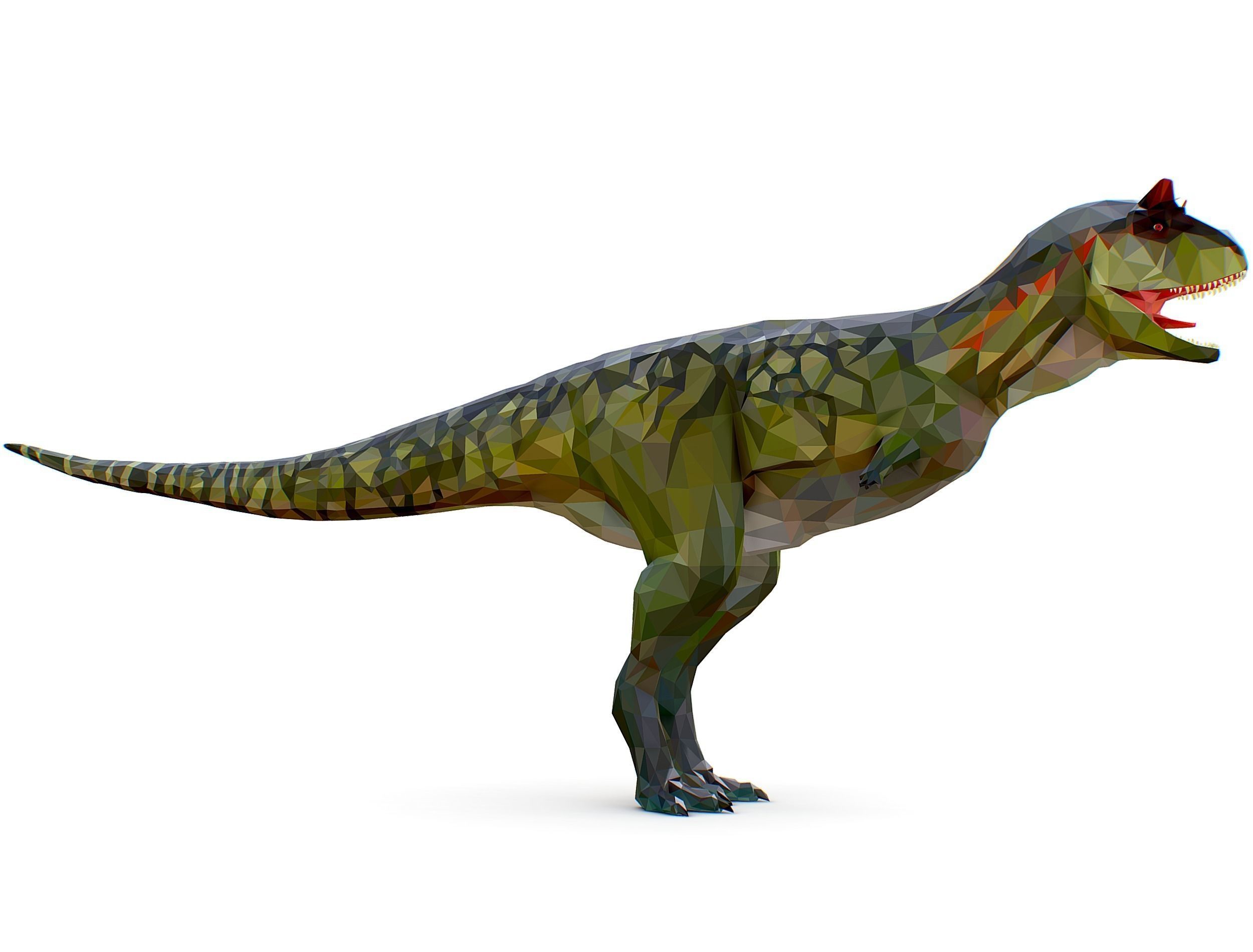 Dinosaur Carno Green Lowpoly Art Style Animal Low-poly 3D model_8