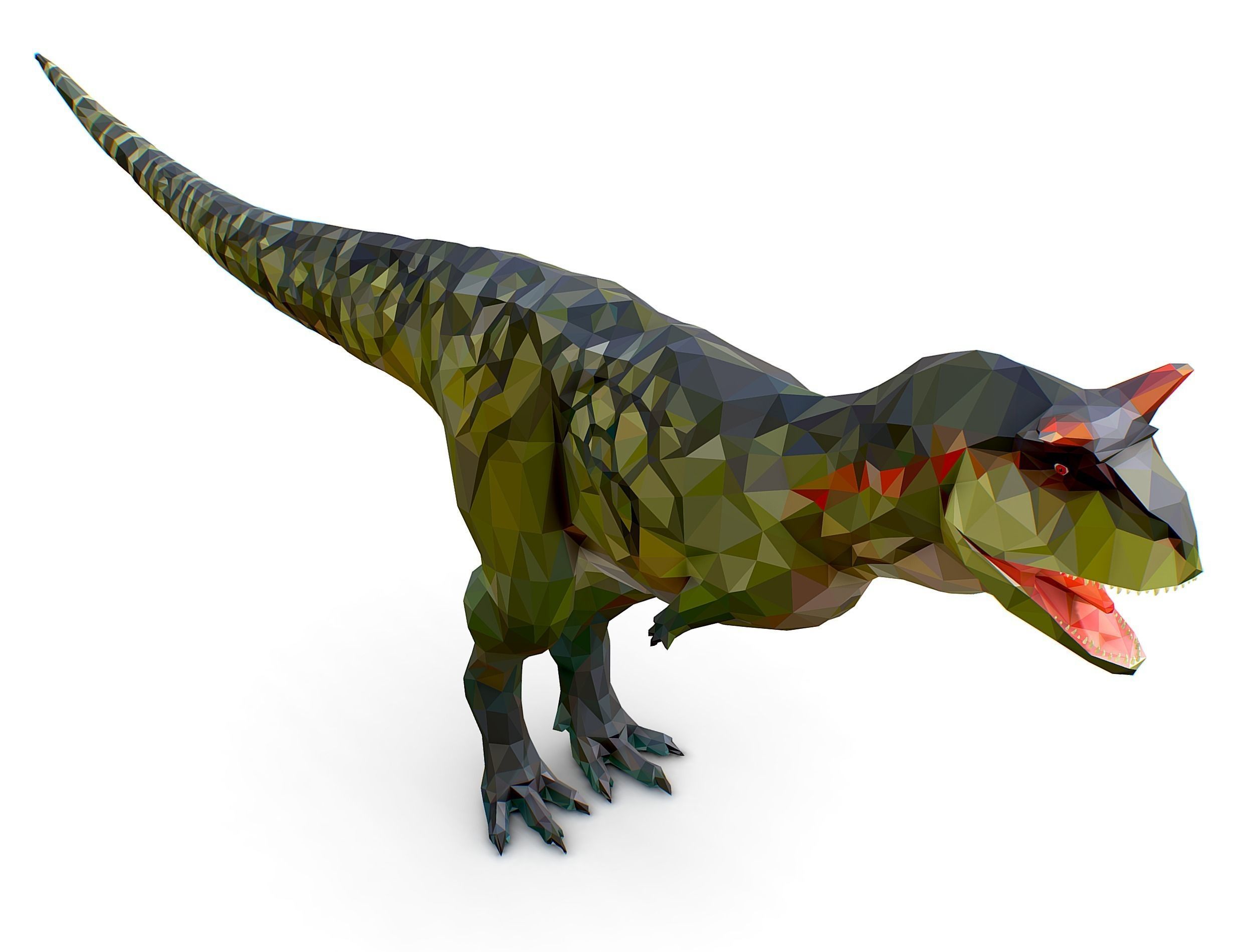 Dinosaur Carno Green Lowpoly Art Style Animal Low-poly 3D model_27