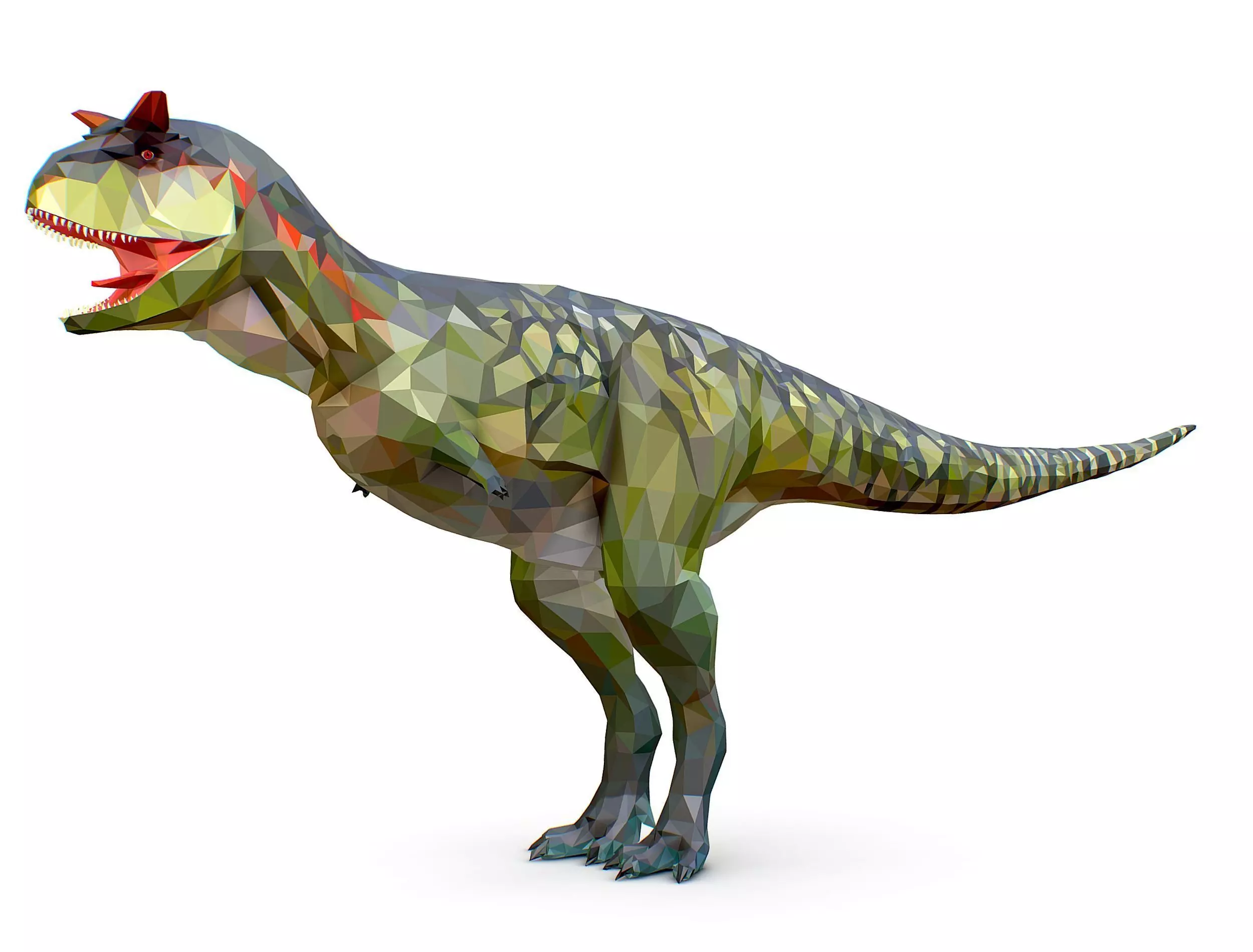 Dinosaur Carno Green Lowpoly Art Style Animal Low-poly 3D model_0