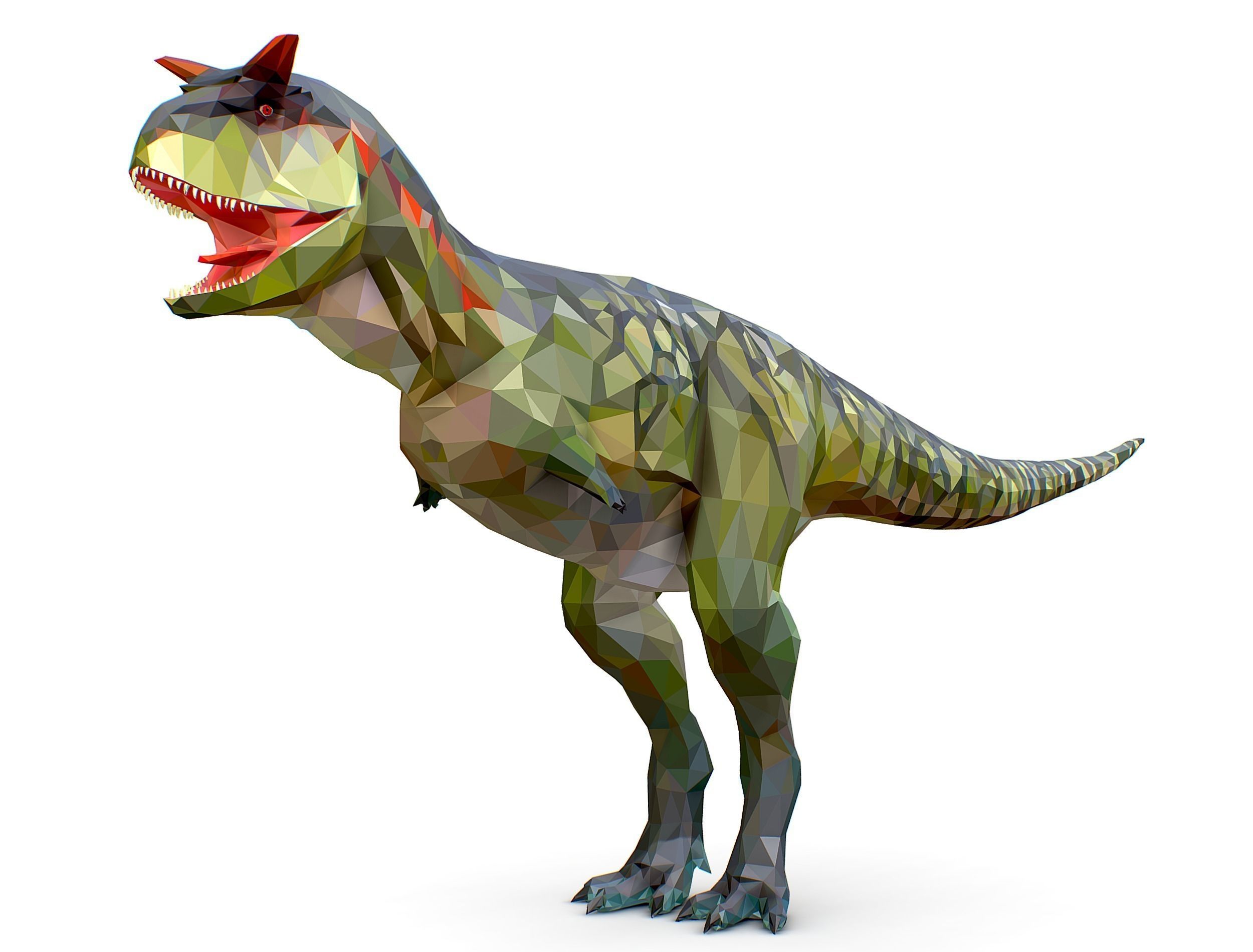 Dinosaur Carno Green Lowpoly Art Style Animal Low-poly 3D model_1