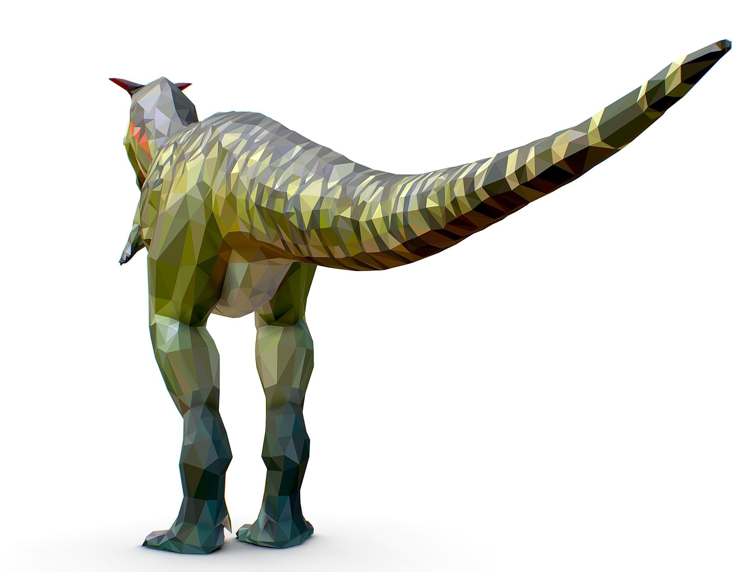 Dinosaur Carno Green Lowpoly Art Style Animal Low-poly 3D model_16