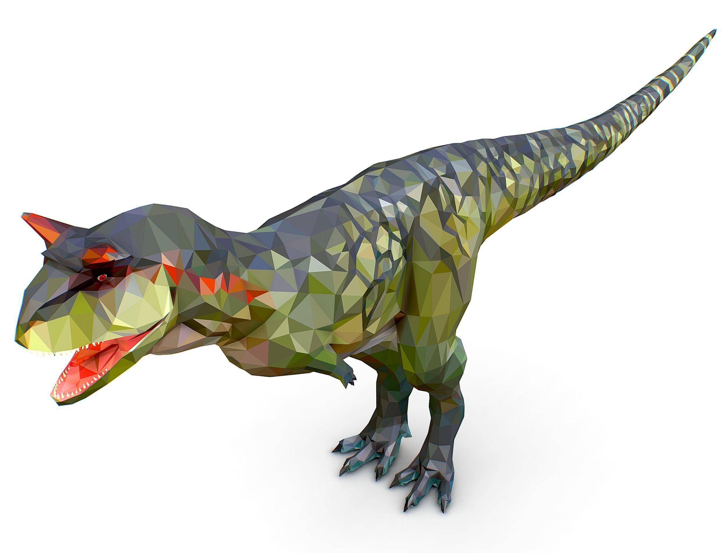 Dinosaur Carno Green Lowpoly Art Style Animal Low-poly 3D model_28