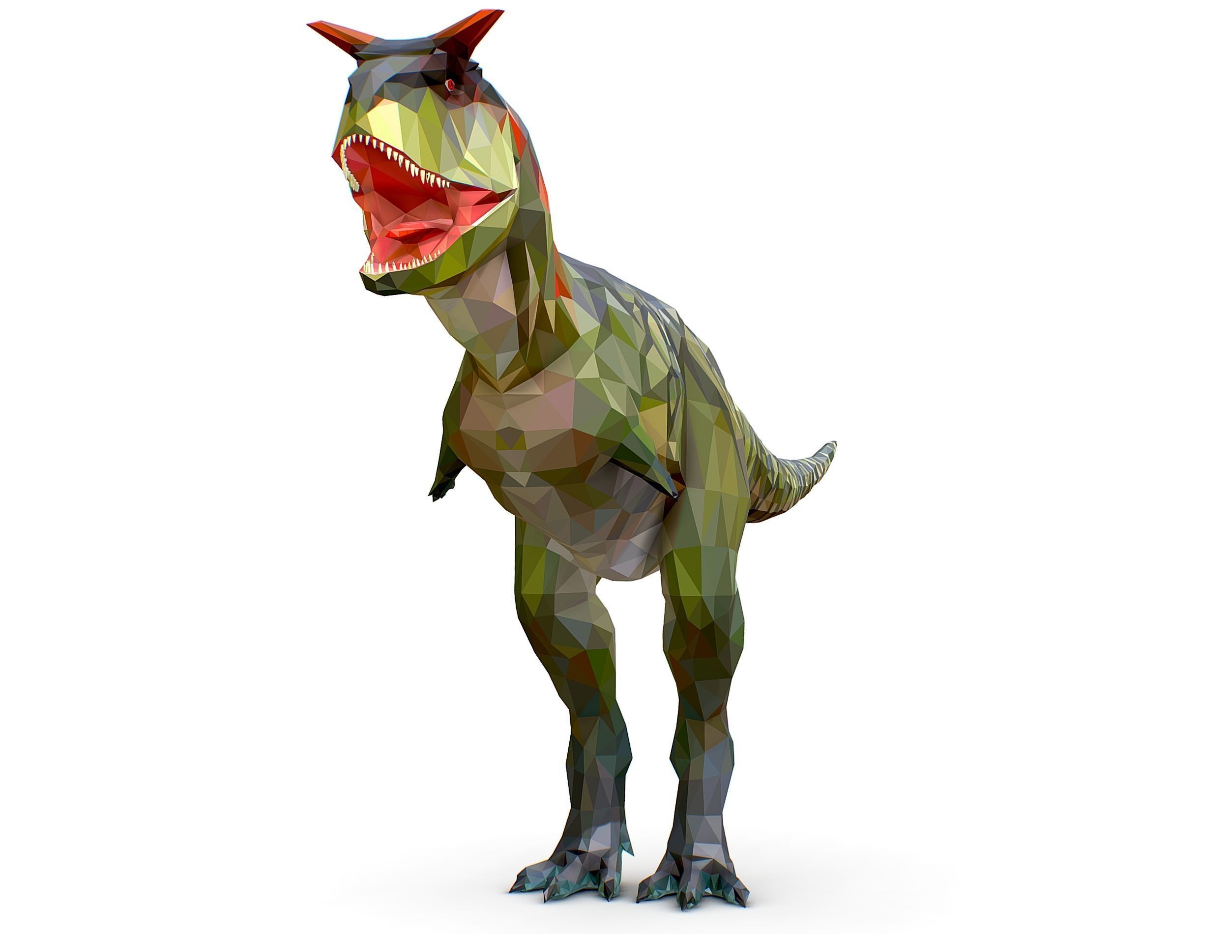 Dinosaur Carno Green Lowpoly Art Style Animal Low-poly 3D model_3