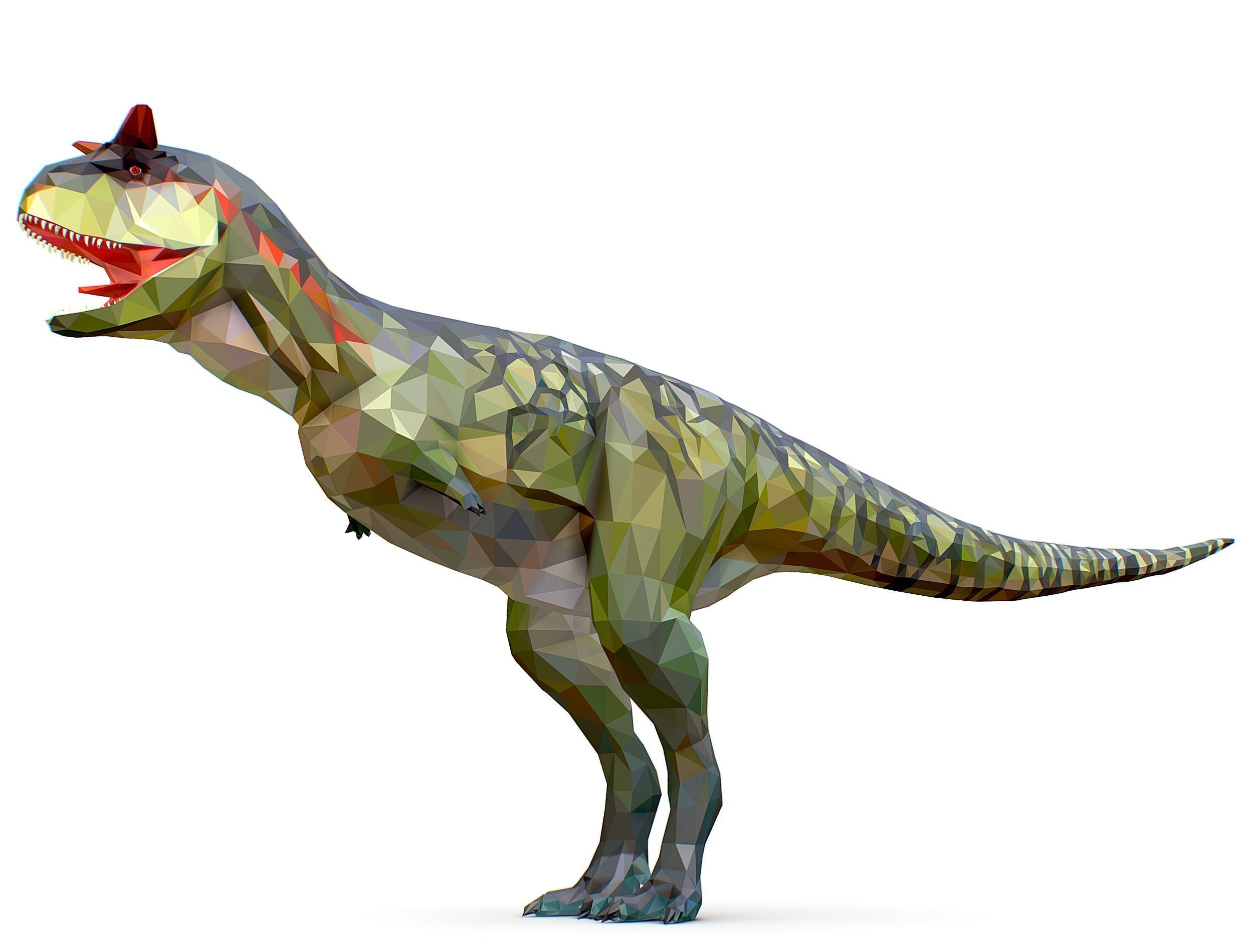 Dinosaur Carno Green Lowpoly Art Style Animal Low-poly 3D model_22