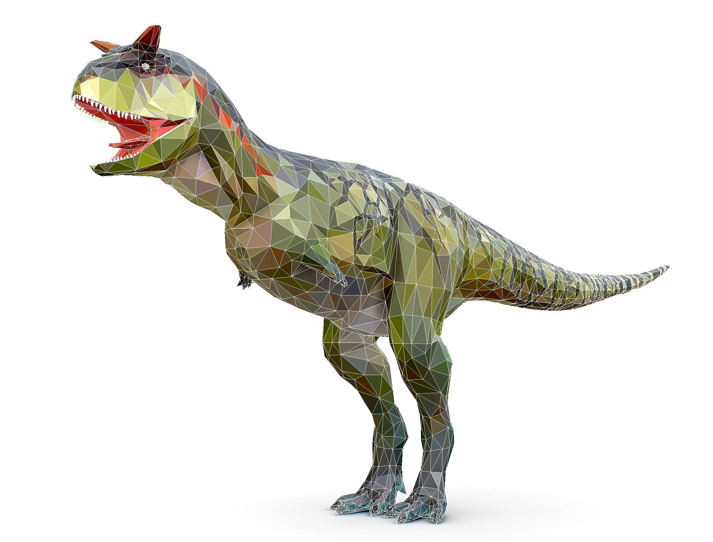 Dinosaur Carno Green Lowpoly Art Style Animal Low-poly 3D model_31