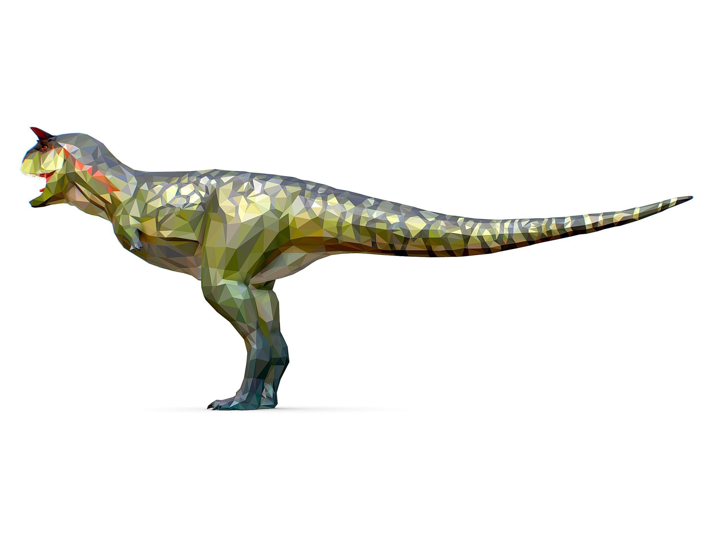Dinosaur Carno Green Lowpoly Art Style Animal Low-poly 3D model_19