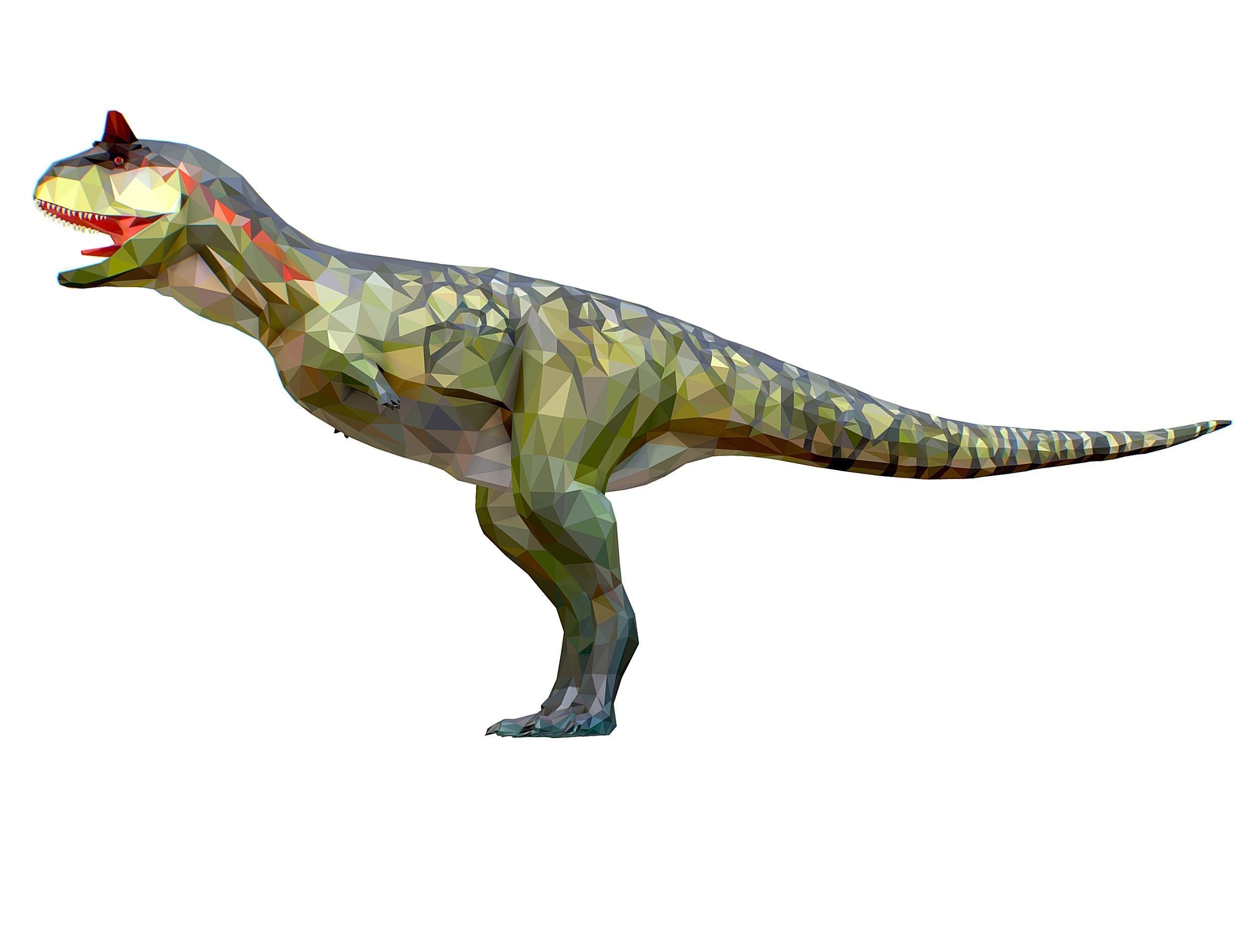 Dinosaur Carno Green Lowpoly Art Style Animal Low-poly 3D model_21