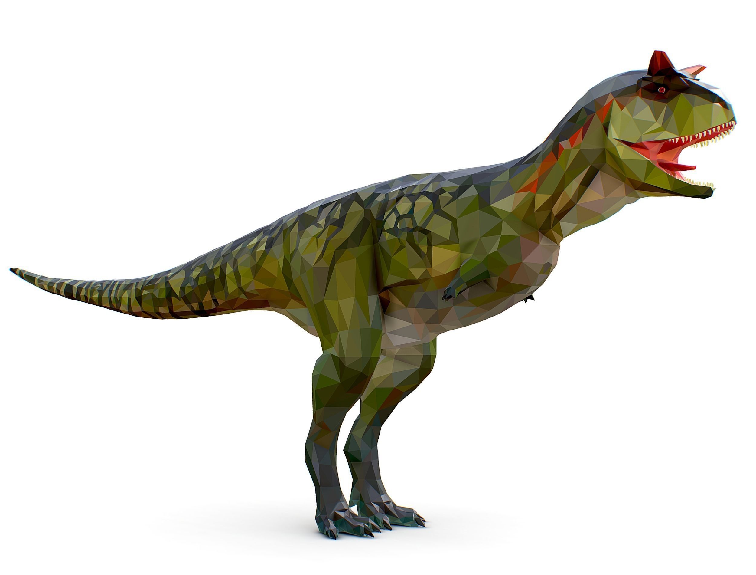 Dinosaur Carno Green Lowpoly Art Style Animal Low-poly 3D model_7