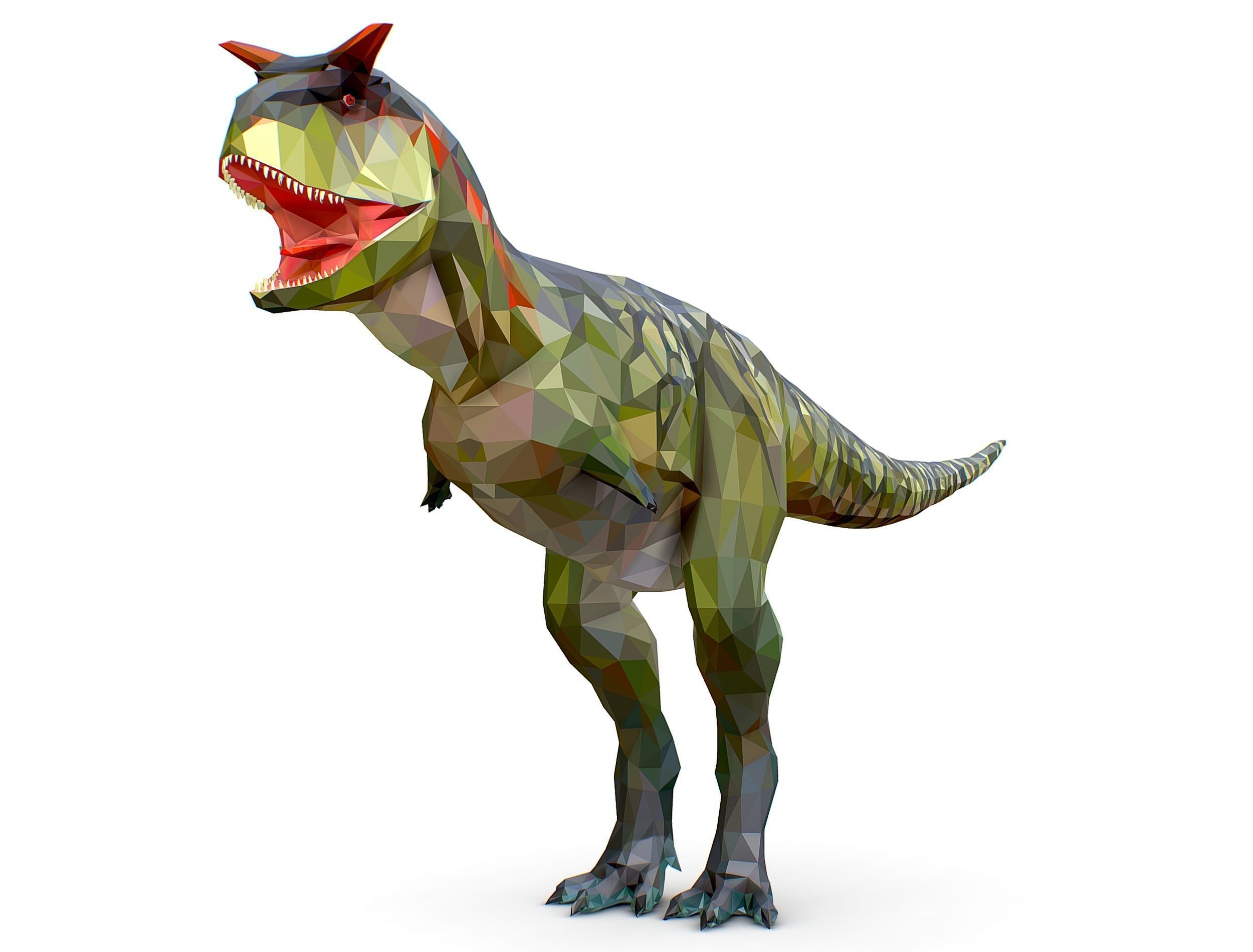 Dinosaur Carno Green Lowpoly Art Style Animal Low-poly 3D model_2