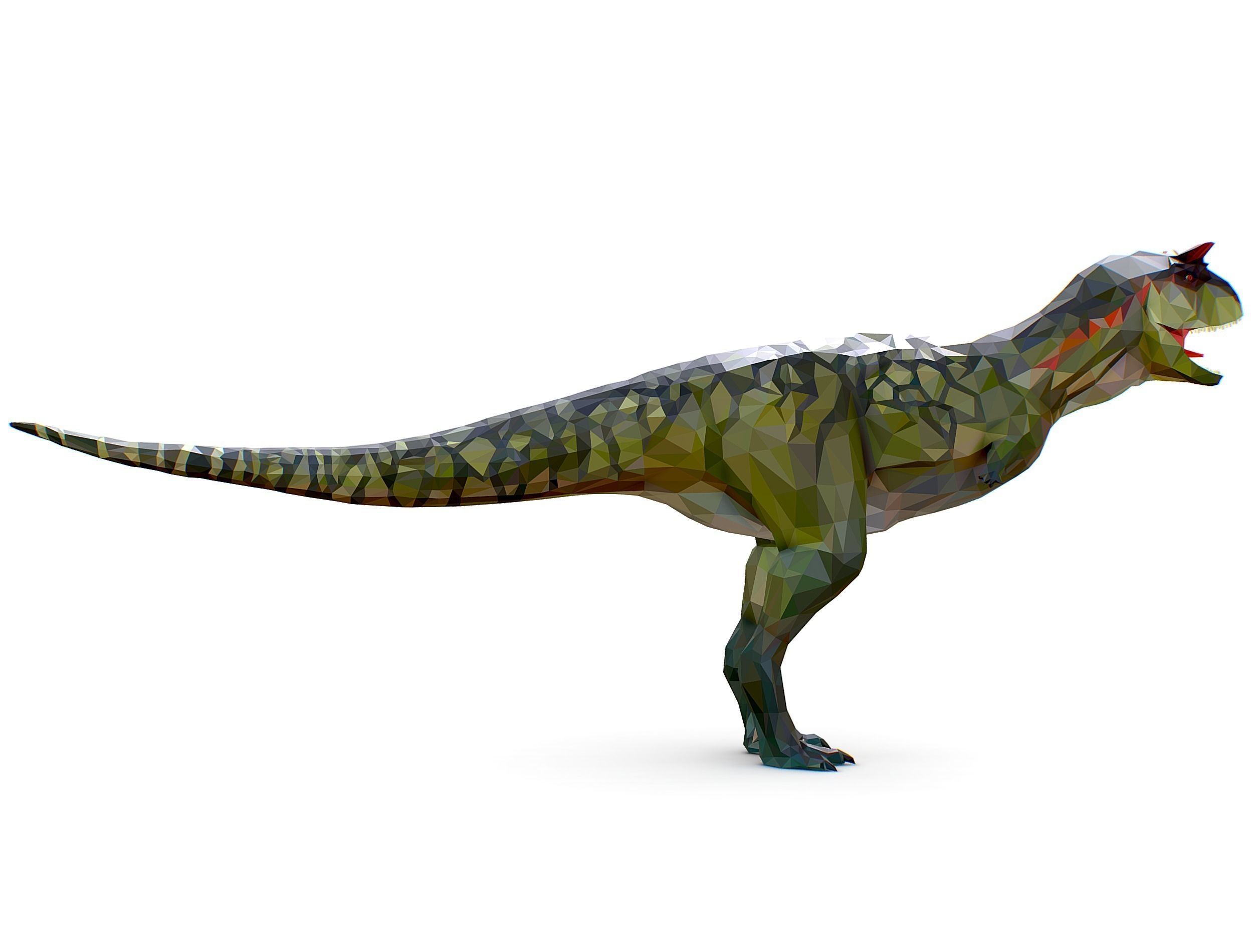 Dinosaur Carno Green Lowpoly Art Style Animal Low-poly 3D model_9