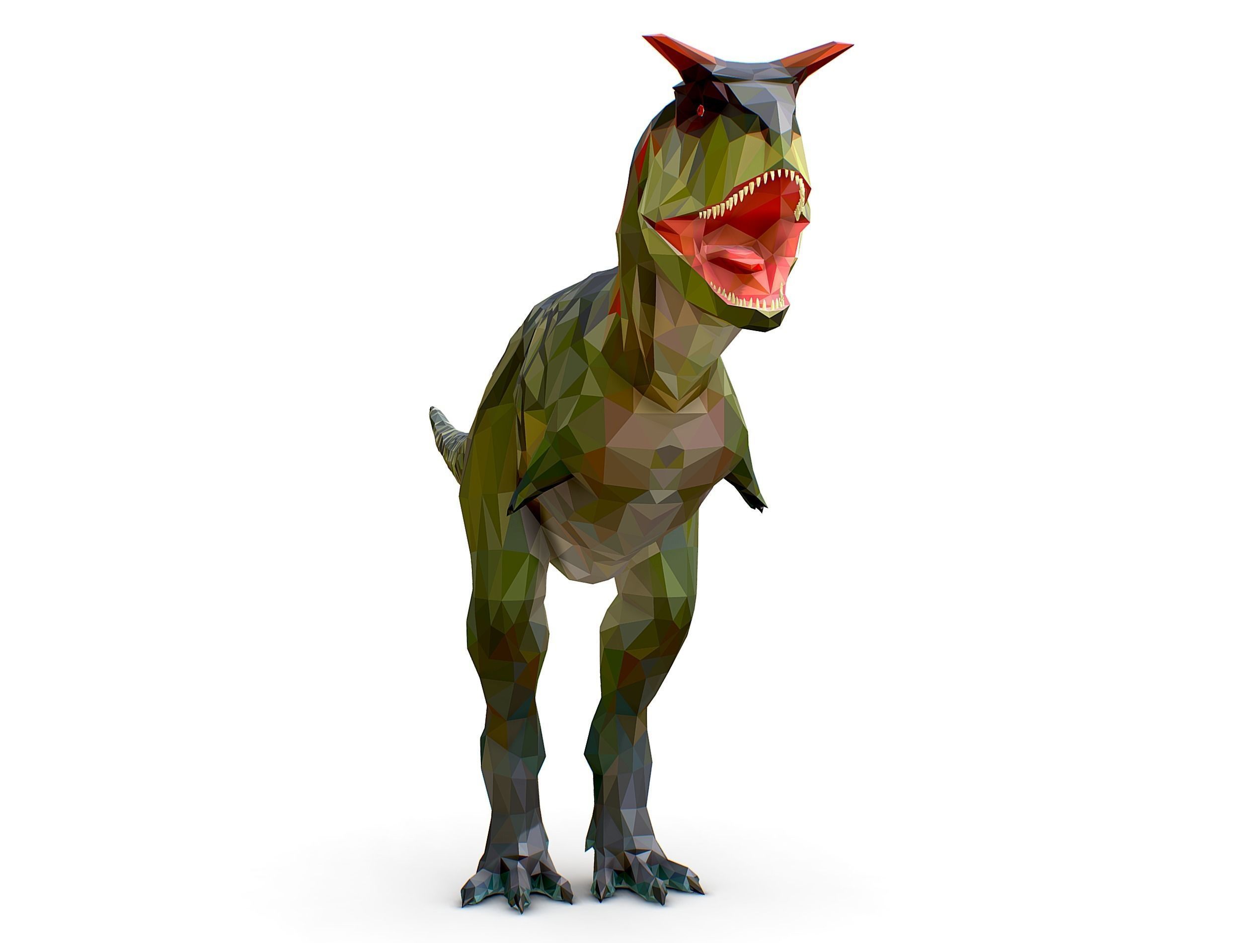 Dinosaur Carno Green Lowpoly Art Style Animal Low-poly 3D model_5