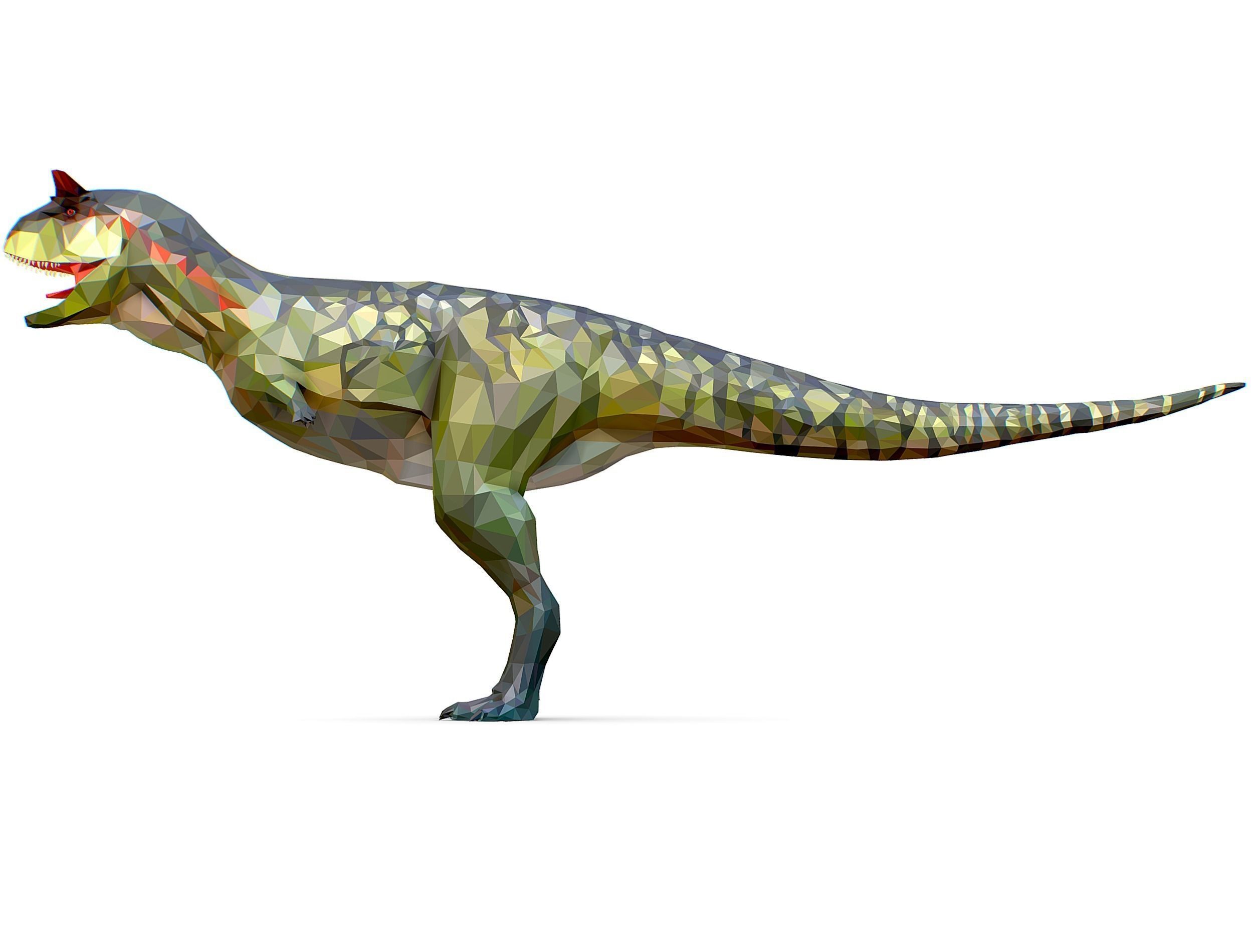 Dinosaur Carno Green Lowpoly Art Style Animal Low-poly 3D model_20