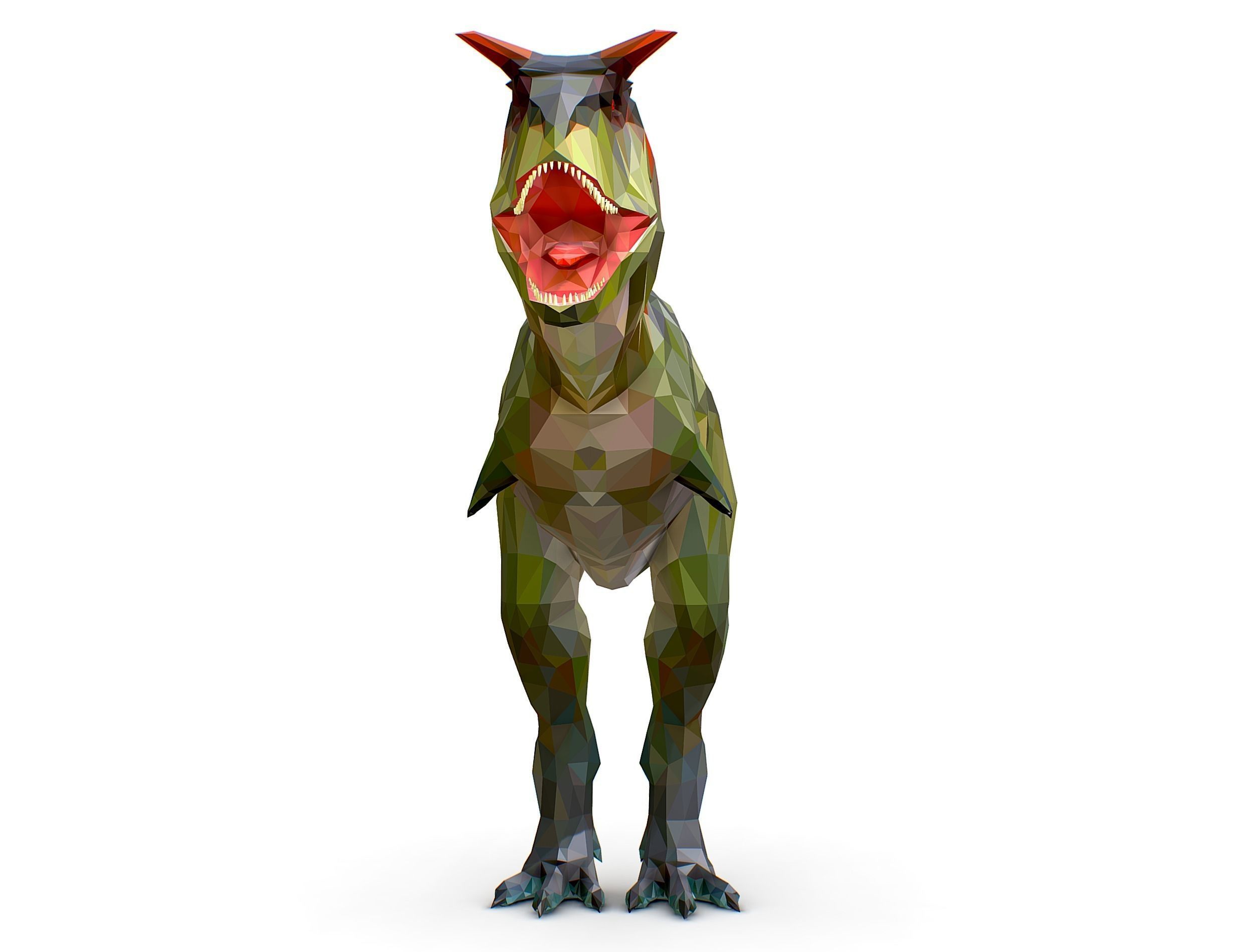 Dinosaur Carno Green Lowpoly Art Style Animal Low-poly 3D model_4