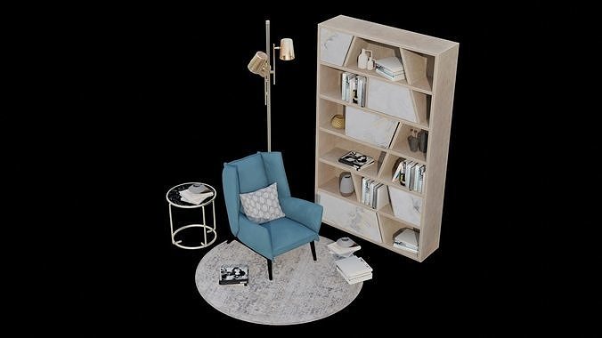 Furniture set Low-poly 3D model