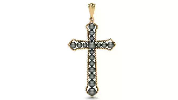 Jesus Cross Pendant with Pearl 48x30 mm