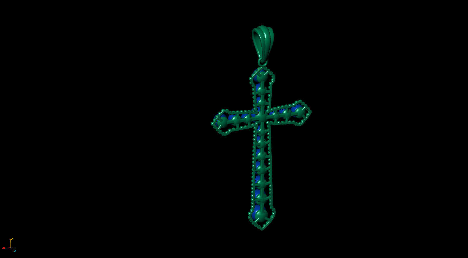 Jesus Cross Pendant with Pearl 48x30 mm 3D print model_8