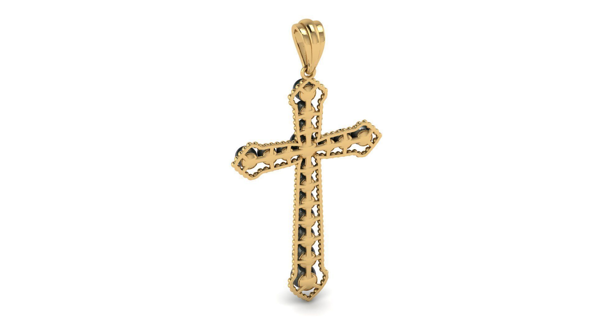 Jesus Cross Pendant with Pearl 48x30 mm 3D print model_2