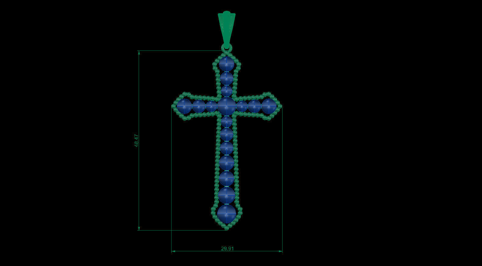 Jesus Cross Pendant with Pearl 48x30 mm 3D print model_6