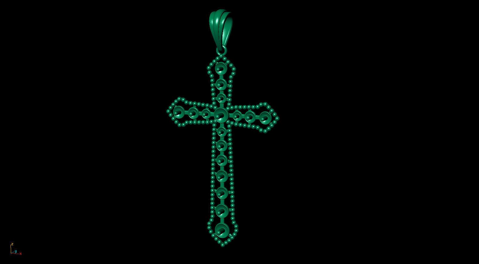 Jesus Cross Pendant with Pearl 48x30 mm 3D print model_9
