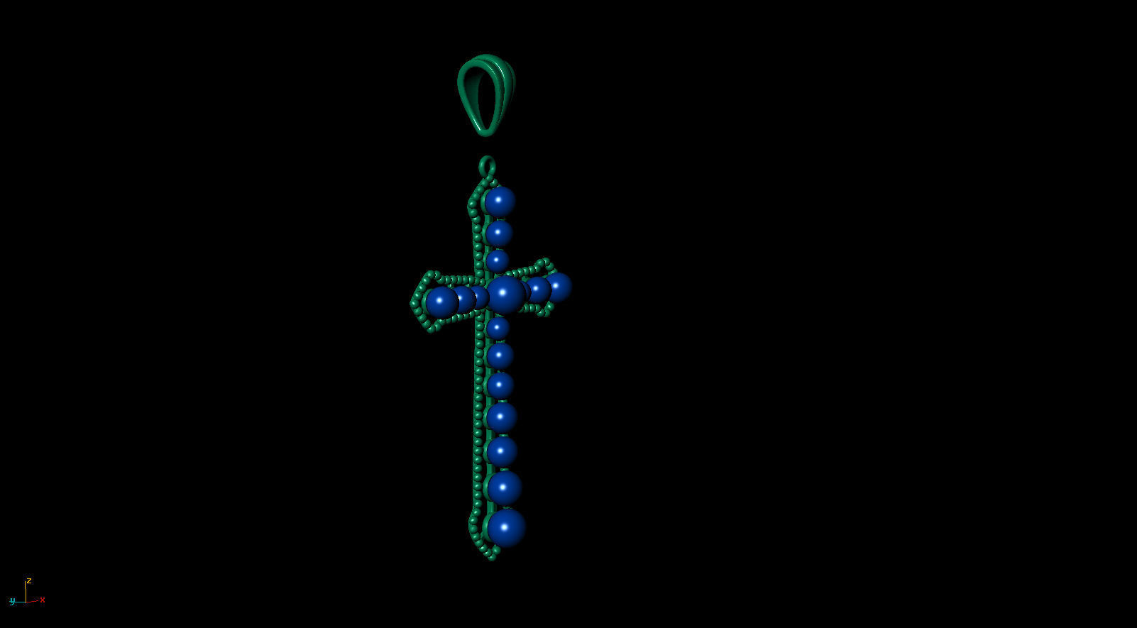 Jesus Cross Pendant with Pearl 48x30 mm 3D print model_10