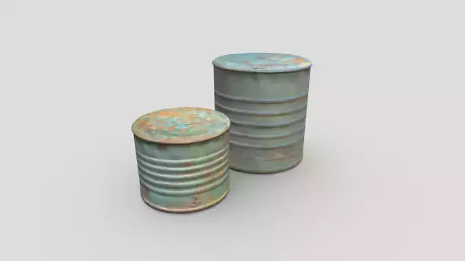 Rusty Tin Can Low-poly 3D model